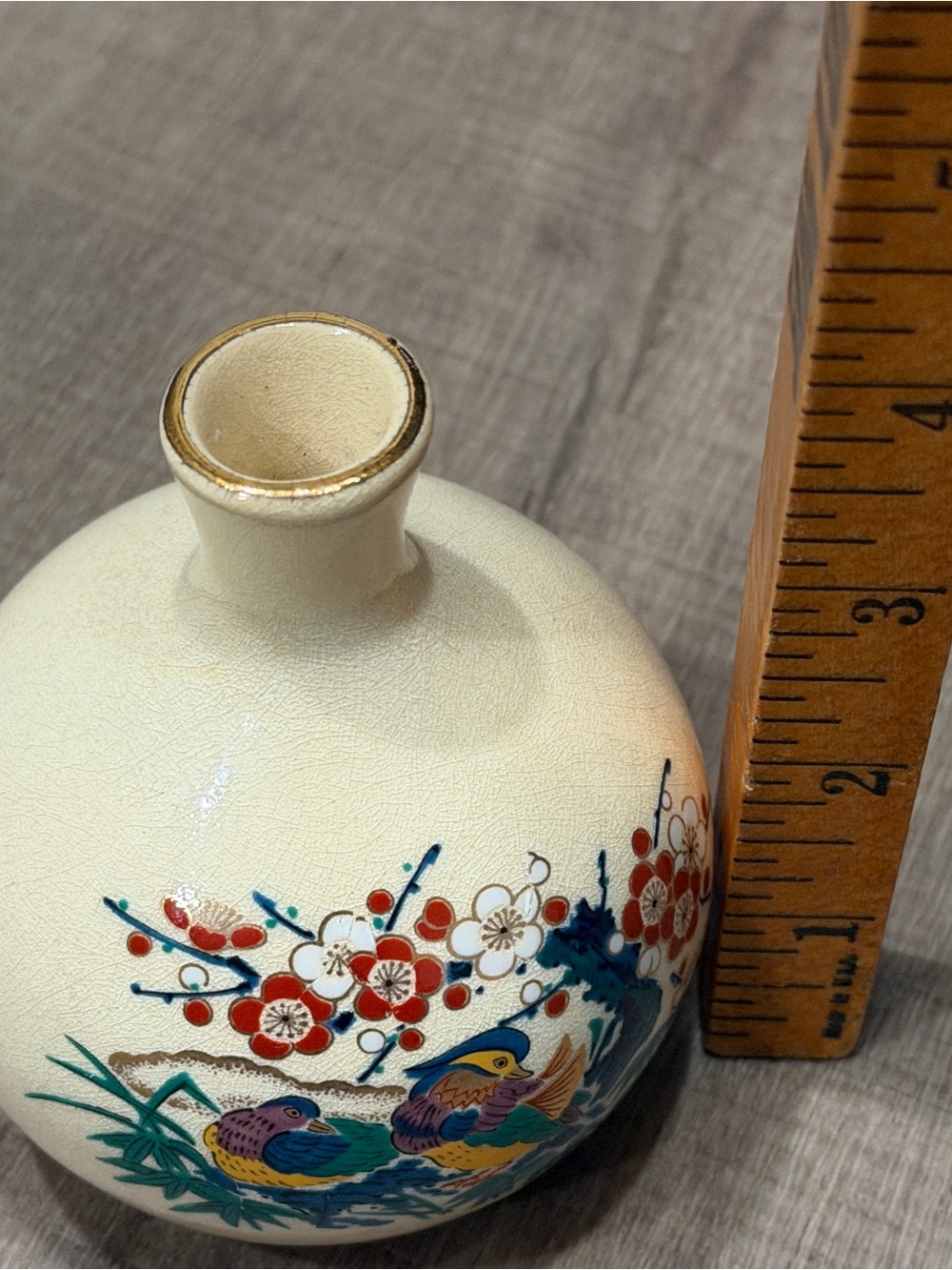 Vintage Satsuma Japan Bud Vase Gold Trim Small Collectibles 3x3” Porcelain - Picture 3 of 9